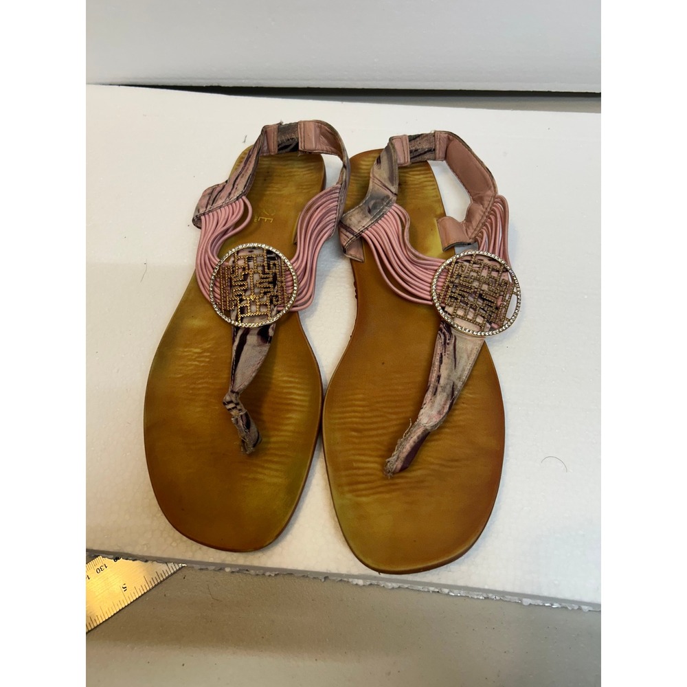 Rouge Helium Womens Pink Multi Strap Medallion Thong Sandals Size 11 / 41